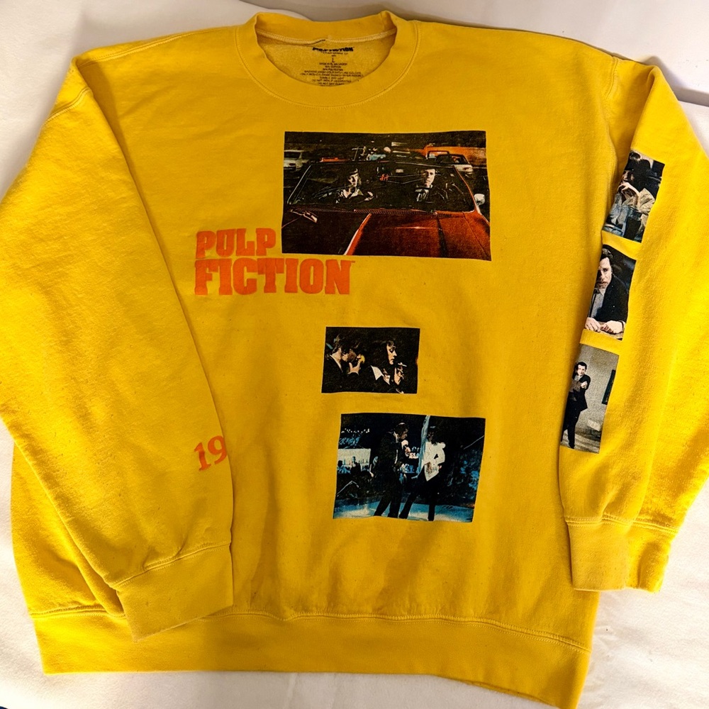 Urban 0utfitters Pulp Fiction Graphic Sweatshirt - Yellow